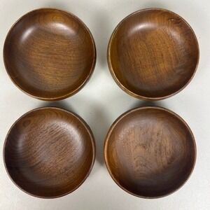 Vintage‎ Mid Century Modern Wood Salad Snack Bowls Set of 4 Brown C-62 6 Inch